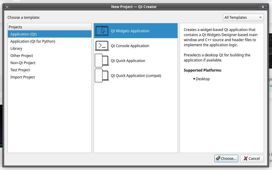 New Project > Qt Widgets Application