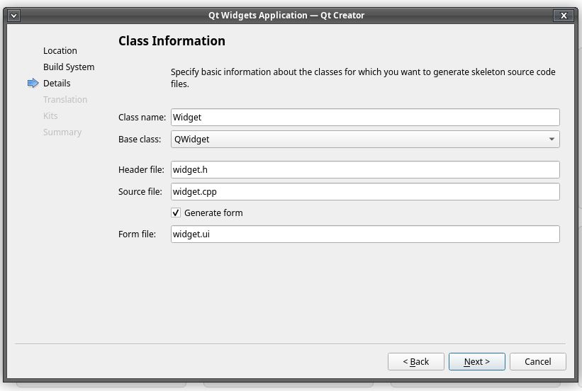 QWidget is selected as Base class in Class Information screen