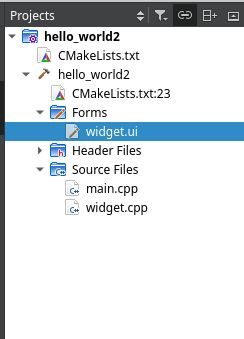 widget.ui is selected from Forms folder